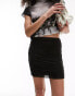 Фото #2 товара Topshop mesh ruched side mini skirt in black