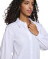 ფოტო #4 პროდუქტის Women's Long-Sleeve Button-Down Covered-Placket Cotton Top