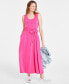 ფოტო #1 პროდუქტის Women's Scoop-Neck Waist-Tie Maxi Dress, Created for Macy's