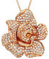 ფოტო #1 პროდუქტის Pavé Rose by EFFY® Diamond Flower Pendant Necklace in 14k Rose Gold (1 1/3 ct. t.w.)
