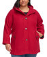 Women's Plus Size Hooded Button-Front Coat, Created for Macy's