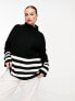 Фото #5 товара Threadbare Plus Delilah roll neck oversized jumper in stripe