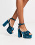 Фото #1 товара ASOS DESIGN Natia knotted platform heeled sandals in blue