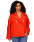 Фото #1 товара Plus Size Cropped Cotton Button-Down Peacoat