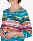 ფოტო #2 პროდუქტის Petite Classics Watercolor Biadere Top with Necklace