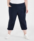 Фото #3 товара Plus Size Mid Rise Pull-On Cargo Capri Pants, Created for Macy's