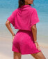Фото #3 товара Women's Pink Collared Plunging Wide Leg Romper