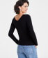 Women's Long-Sleeve Double V-Neck Tee, Created for Macy's