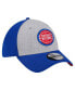 Men's Heather Gray/Blue Detroit Pistons Two-Tone 39THIRTY Flex Hat Серый, S/M - фото #3