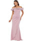 Фото #1 товара Women's Scuba-Crepe Ruffled Off-The-Shoulder Fit & Flare Gown