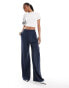 ASOS DESIGN Tall wide leg pull on trouser in navy stripe