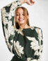 ASOS DESIGN satin maxi dress with batwing sleeve in large stencil floral