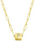 14K Gold-Plated Initial Cube Paperclip Necklace