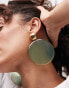 Mango oversized resin earrings in green and gold