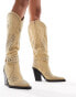 Фото #6 товара Simmi London Wide Fit Delano butterfly embellished western boot in taupe micro