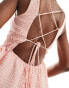 Kiss The Sky white and pink gingham shirred playsuit