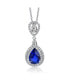 White Gold Plated Clear Pear with Marquise and Round Cubic Zirconia Double Halo Dangle Pendant Necklace