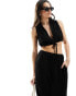 Фото #1 товара 4th & Reckless cropped tie front linen beach top co-ord in black