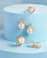 ფოტო #6 პროდუქტის Cultured White Ming Pearl (12mm) & Diamond (1/3 ct. t.w.) Stud Earrings in 14k Gold