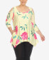 Фото #1 товара Plus Size Floral Printed Cold Shoulder Tunic Top