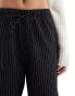 Stradivarius tailored pull on trouser in black pinstripe