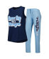 ფოტო #2 პროდუქტის Women's Light Blue, Navy Tampa Bay Rays Wordmark Meter Muscle Tank Top and Pants Sleep Set