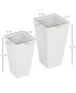 Фото #3 товара 2-Pack Outdoor Planter Set, MgO Flower Pots with Drainage Holes, Durable & Stackable, for Entryway, Patio, Yard, Garden, White