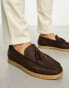 Фото #1 товара ASOS DESIGN loafers with weave detail in dark brown leather with natural sole