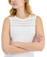 ფოტო #3 პროდუქტის Women's Ribbed Illusion-Stripe Sleeveless Crewneck Sweater