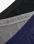 Calvin Klein CK Black 3-pack low rise trunks in navy, charcoal and black Navy/Grey/Black, XS - фото #4