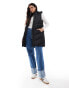 Threadbare longline padded gilet with hood in black