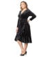 ფოტო #2 პროდუქტის Women's Plus Size Viola Velvet Long Sleeve Wrap Dress