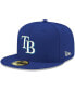 ფოტო #2 პროდუქტის Men's Royal Tampa Bay Rays Logo White 59FIFTY Fitted Hat