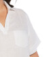 Фото #4 товара Plus Size Split Neck Short Sleeve Linen Top