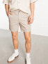 ASOS DESIGN slim chino shorts in mid length in beige