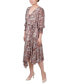 ფოტო #3 პროდუქტის Petite 3/4 Sleeve Belted Chiffon Handkerchief Hem Dress