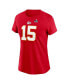 ფოტო #3 პროდუქტის Women's Patrick Mahomes Red Kansas City Chiefs Super Bowl LVIII Patch Player Name and Number T-shirt