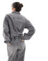 JJXX oversized collared bomber jacket in washed grey