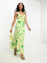 Фото #3 товара ASOS DESIGN sleeveless plunge neck burnout midi dress in green floral