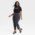 Фото #2 товара Women's High-Rise Cropped Slim Straight Jeans - Ava & Viv Charcoal Gray 17