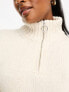 Фото #5 товара ASOS DESIGN Petite relaxed jumper with zip collar in cream