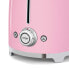 SMEG Four Slice Toaster Pink TSF02PKEU - 4 slice(s) - Pink - Plastic - Stainless steel - Buttons - Level - Rotary - China - 1500 W