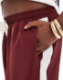 ASOS DESIGN Curve pull on trouser with contrast panel in burgundy