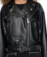 Фото #4 товара Women's Faux-Leather Asymmetric Cropped Moto Coat