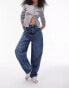 Topshop high rise Baggy jeans in mid blue