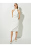 Фото #8 товара Вечернее платье Koton Белое с открытой спиной и бантом