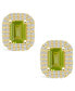 Peridot (2-1/5 ct. t.w.) and Diamond (3/4 ct. t.w.) Halo Stud Earrings in 14K Yellow Gold