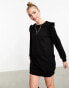 New Look – Sweatshirt-Kleid in Schwarz mit Rüschenärmeln