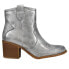 Dirty Laundry Unite Metallic Round Toe Zippered Cowboy Booties Womens Silver Cas