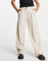 Фото #4 товара Bershka wide leg pinstripe tailored trousers in sand